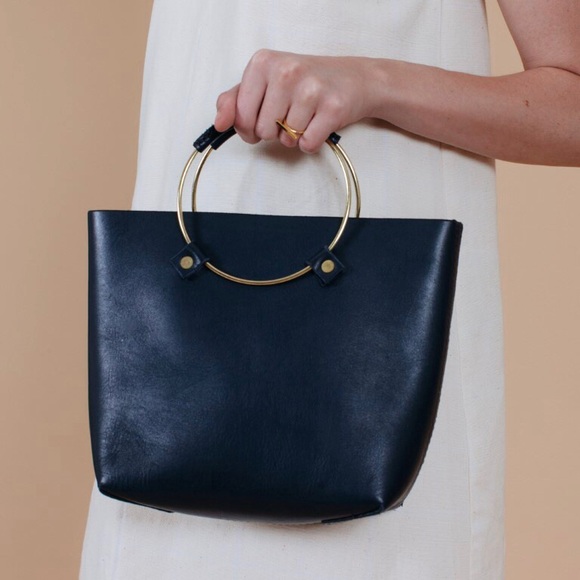 Anthropologie Handbags - Tribe Alive Lux Brass Handle Bag / Purse in Black